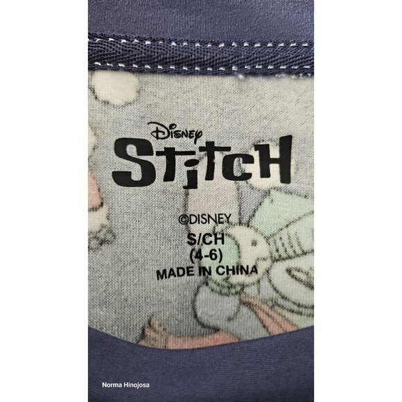 Disney Stitch Christmas Women's Pajama Top S/CH 4-6 Blue Festive Holiday Design - Picture 2 of 8